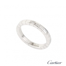 Cartier 18k White Gold Diamond Set Lanieres Wedding Band Size 57 B4058700